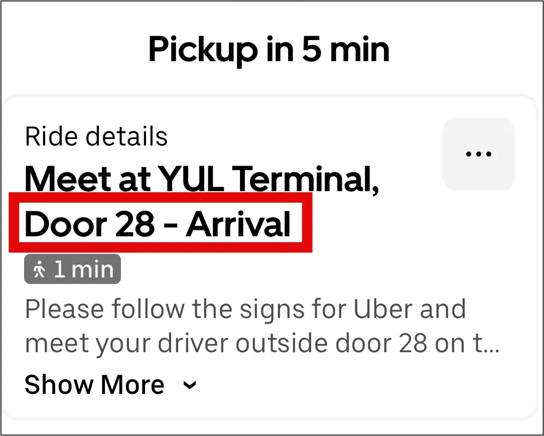 우버 앱에서 공항 픽업 장소 확인하기 