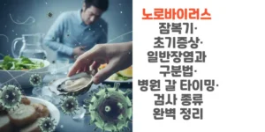 노로바이러스-잠복기-초기증상-일반장염과-구분법-병원-갈-타이밍-검사 종류-썸네일