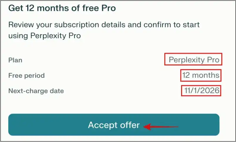 퍼플렉시티-프로-12개월-무료-구독-수락-페이지