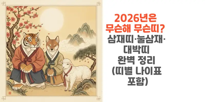 2026년은 무슨해 무슨띠? 삼재띠·눌삼재·대박띠 완벽 정리 (띠별 나이표 포함)