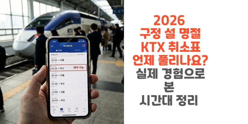 2026 구정 설 명절 KTX 취소표 언제 풀리나요? 실제 경험으로 본 시간대 정리