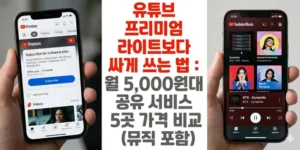 유튜브-프리미엄-라이트보다 -싸게-쓰는-법-월-5,000원대 -공유-서비스-5곳-가격 비교 -뮤직-포함-썸네일